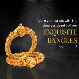 Close-up of ornate gold bangles with red gemstone accents