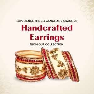 Close-up of handcrafted earrings with intricate designs