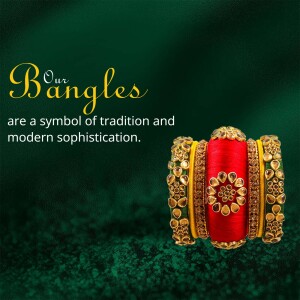 Close-up of red and gold silk thread bangles with intricate designs