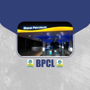 Bharat Petroleum gas station with illuminated canopy at night