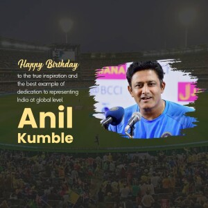 Anil Kumble birthday wish with a stadium background