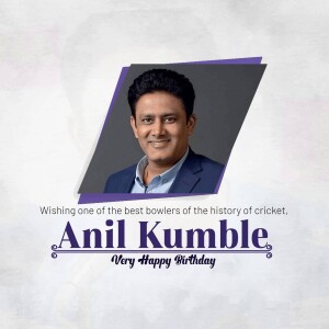 Portrait of Anil Kumble with birthday greetings