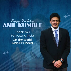 Portrait of Anil Kumble with birthday greetings