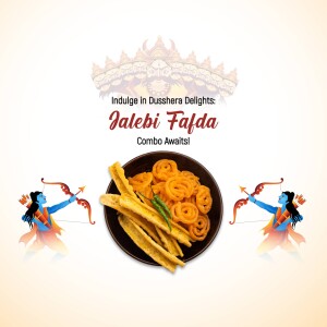 Image of Jalebi and Fafda with Dussehra decorations