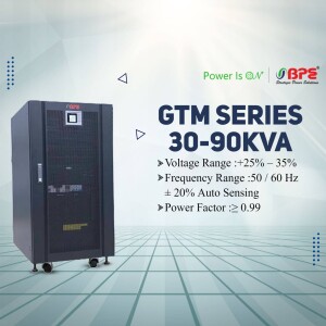 Black BPE GTM Series UPS with specifications displayed