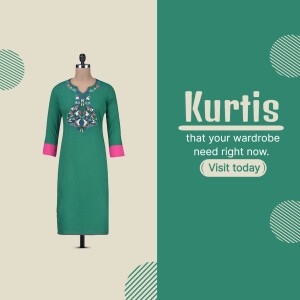 Green Kurti with embroidered details on a mannequin