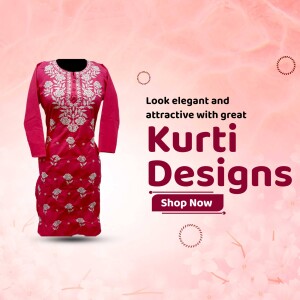 Pink embroidered Kurti with floral designs