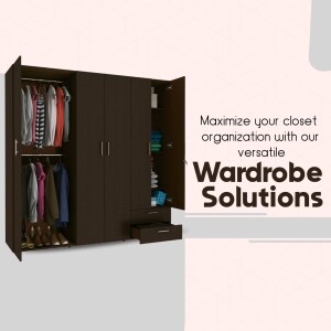 Dark brown wardrobe with clothes inside, promoting closet organization.