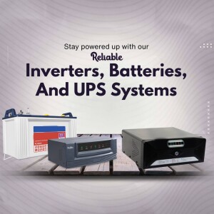 Image of inverters, batteries, and UPS systems for power backup