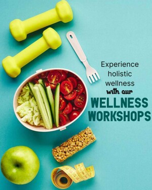 Healthy lunch box with dumbbells and fitness tools
