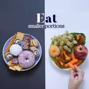Eat Smaller Portions - Healthy Vs. Unhealthy Creative Design For Pinterest