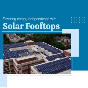 Image of a building rooftop covered in solar panels, promoting solar energy independence.