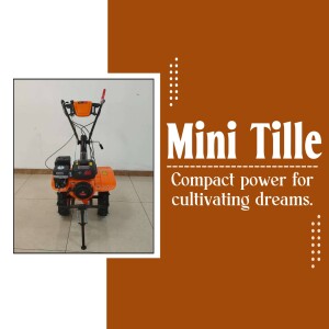 Orange and black mini tiller for gardening