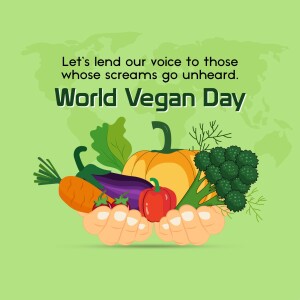World Vegan Day illustration with vegetables and hands