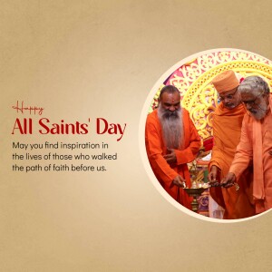 Image of two monks performing a ritual with the text 'Happy All Saints' Day'