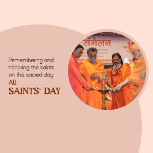 Group of monks lighting a lamp during Saints' Day