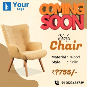 Image of a beige sofa chair with 'Coming Soon' text