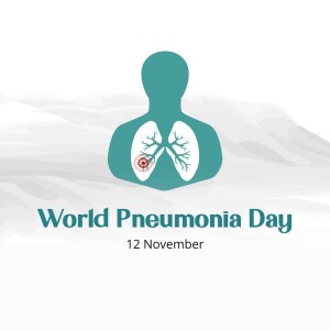 Illustration of lungs within a silhouette of a person with a red target on one lung, promoting World Pneumonia Day.