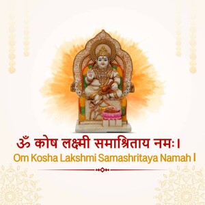 Marble statue of Goddess Lakshmi with mantra