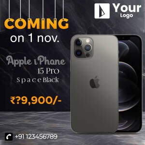 Apple iPhone 15 Pro Space Black promotional image with price and launch date.