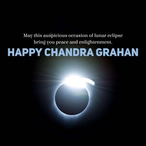 Lunar eclipse image with text wishing 'Happy Chandra Grahan'