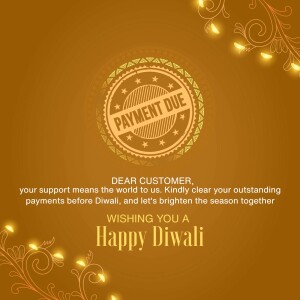 Diwali themed payment due notice with decorative elements.