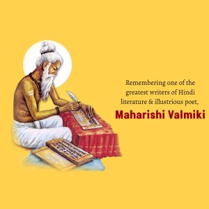 Painting of Maharishi Valmiki writing on palm leaves
