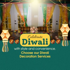 Diwali celebration with decorative lights and a 'Celebrate Diwali' message.