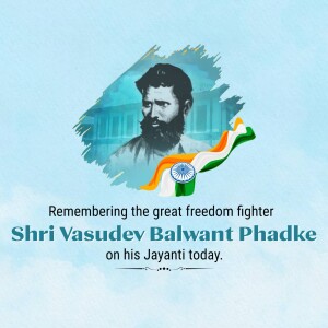 Portrait of Shri Vasudev Balwant Phadke with Indian Flag