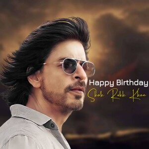 Portrait of Shah Rukh Khan with birthday wishes