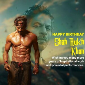 Shah Rukh Khan in Pathaan pose with birthday greetings