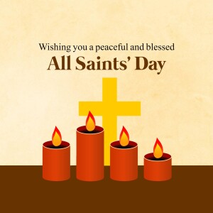 All Saints' Day greeting with candles and a cross