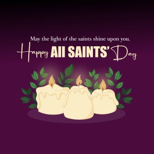 All Saints' Day greeting with candles and foliage