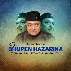 Tribute image of Bhupen Hazarika, a renowned Indian singer, songwriter, actor, filmmaker and writer.