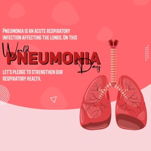 Illustration of lungs with text promoting World Pneumonia Day