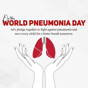 World Pneumonia Day illustration with hands cradling lungs