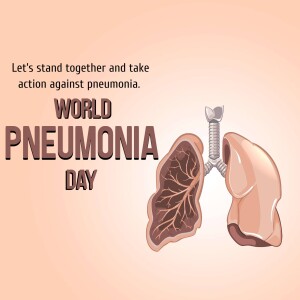 Illustration of lungs with text 'World Pneumonia Day'
