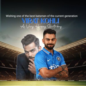 Image of Virat Kohli with birthday wishes
