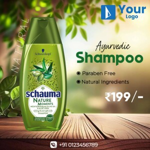 Schauma Nature Ayurvedic Shampoo bottle with natural ingredients and price.