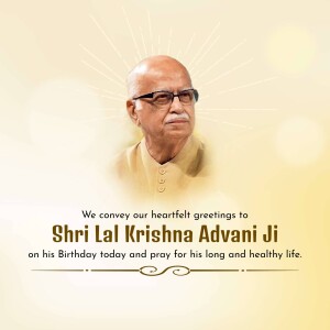 Portrait of Shri Lal Krishna Advani with birthday wishes