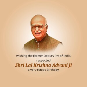 Portrait of Shri Lal Krishna Advani with birthday greetings