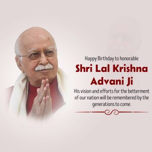 Portrait of Shri Lal Krishna Advani with birthday wishes