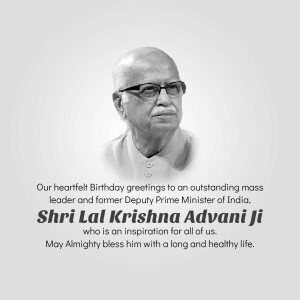 Portrait of Shri Lal Krishna Advani with birthday wishes