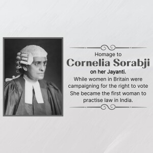 Black and white portrait of Cornelia Sorabji, the first woman to practice law in India.