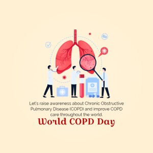 Illustration depicting lungs, medical professionals, and medical equipment to raise awareness for Chronic Obstructive Pulmonary Disease (COPD).