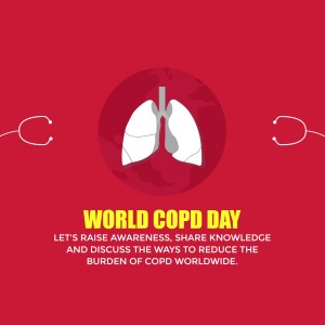 Illustration of lungs with medical symbols for World COPD Day
