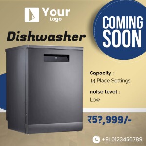 Advertisement for a new dishwasher with 'Coming Soon' text.