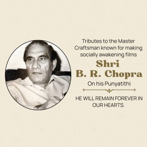 Portrait of B.R. Chopra with tribute text
