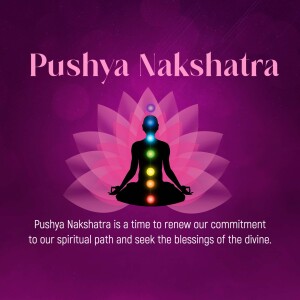 Image depicting a person meditating in the lotus position with chakra alignment, representing Pushya Nakshatra.