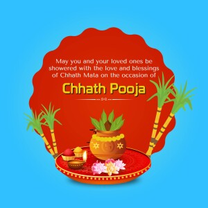 Chhath Puja festive greeting with traditional elements
